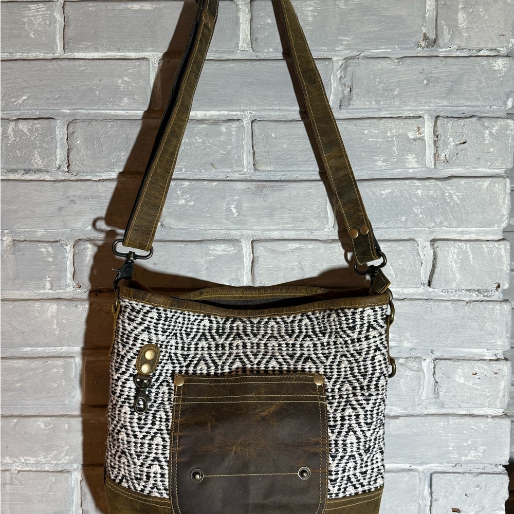 Myra Bag Brown and Cream Interior Tote